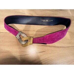 Retro Belt Suede Leather Magenta Taiwan Intertwining metal lock M-L 32-41"
